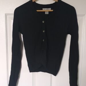 Brooks Brothers 100% Italian Merino Wool Ruched Long Sleeve Cardigan Sweater